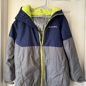 Columbia Kids' Navy and Gray Winter Coat with Lime Accents